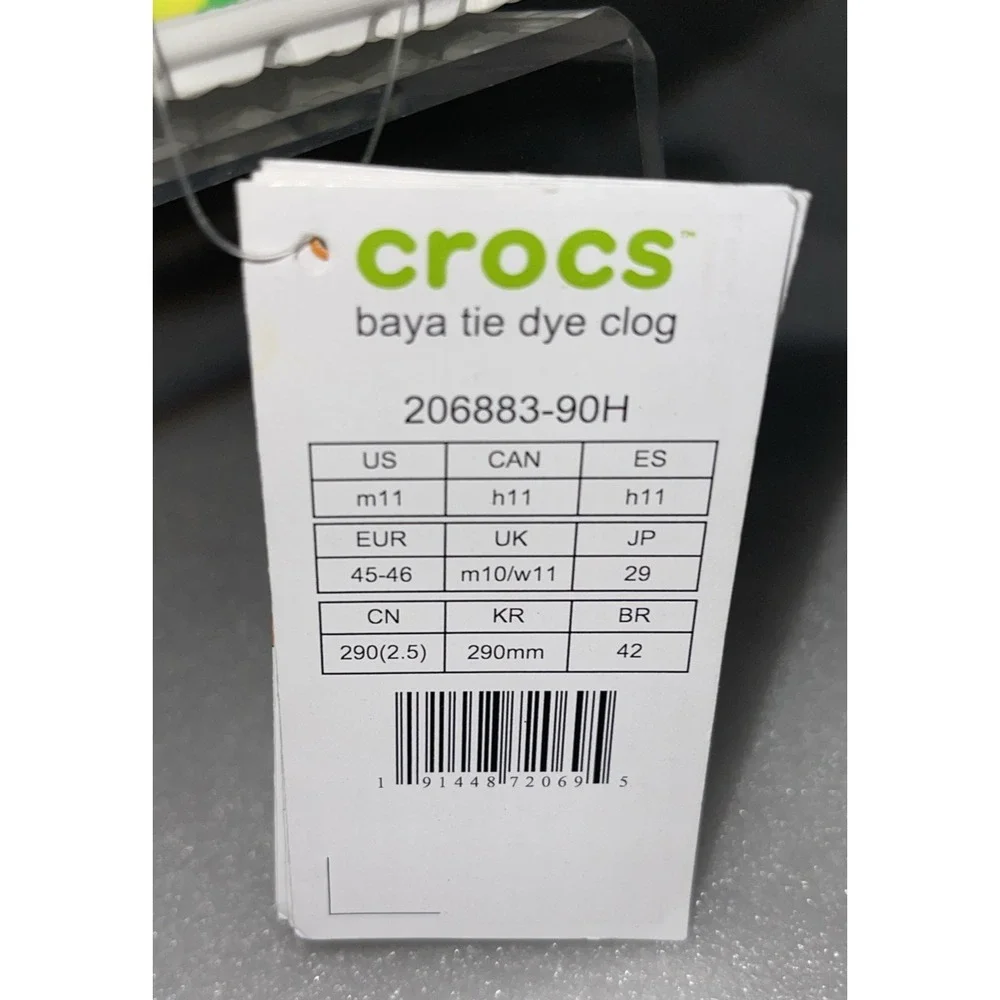 Crocs Baya Classic Tie Dye Graphic Clog Multi Color 206883-90H Men's Size 11 NEW